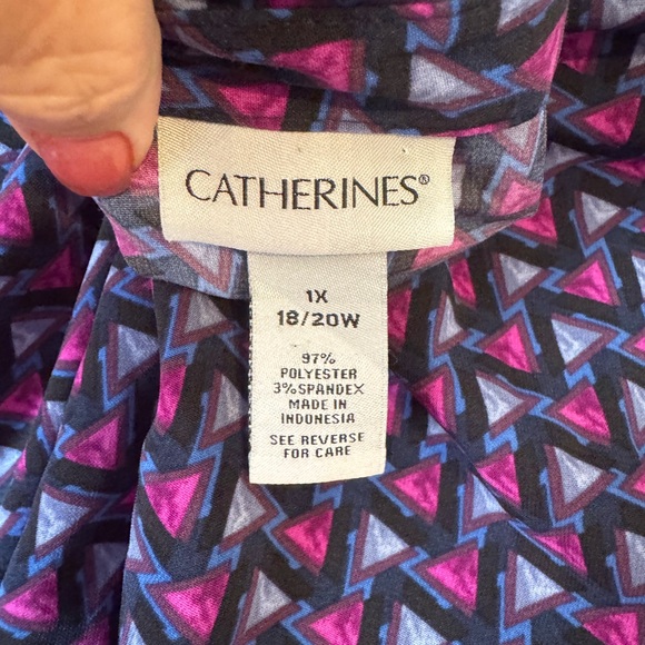 Catherine's Multicolor Button Down 3/4 Sleeves Top Plus 1X #Y - Picture 8 of 8